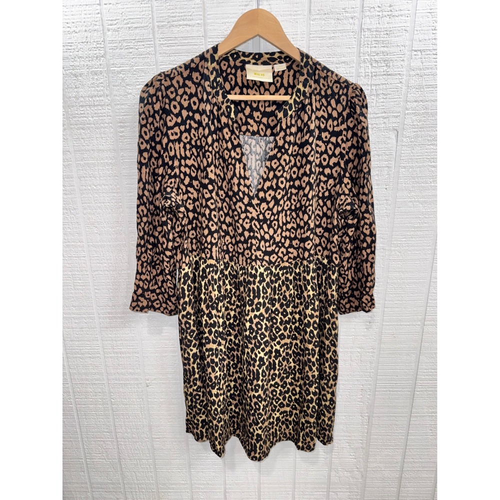 Maeve Anthropologie Leopard Print Dress Women Brown Mixed Pattern Large P